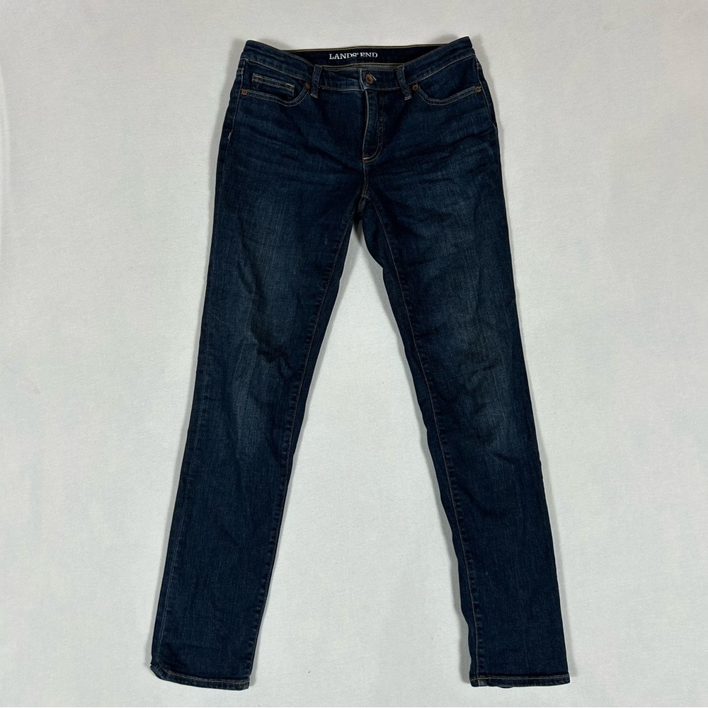 Lands End Fit 1 Slim Leg Jeans Women’s 6 Mid Rise Blue Medium Wash Denim
